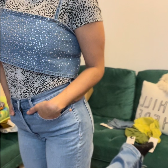 ZARA Rhinestone denim top 💙 - Picture 6 of 10